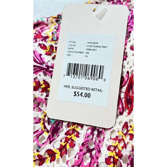 Chelsea and Violet Dress Juniors XL, Ivory Purple Mint Paisley NWT - Picture 3 of 7